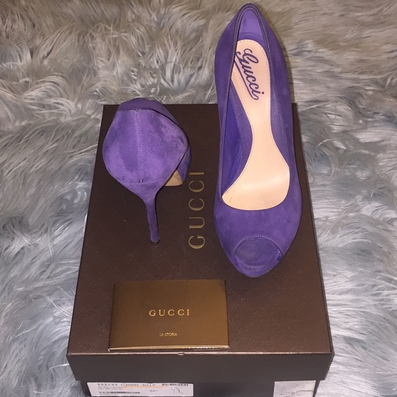 💯% Purple Suede platform Gucci high heels - Picture 3 of 3